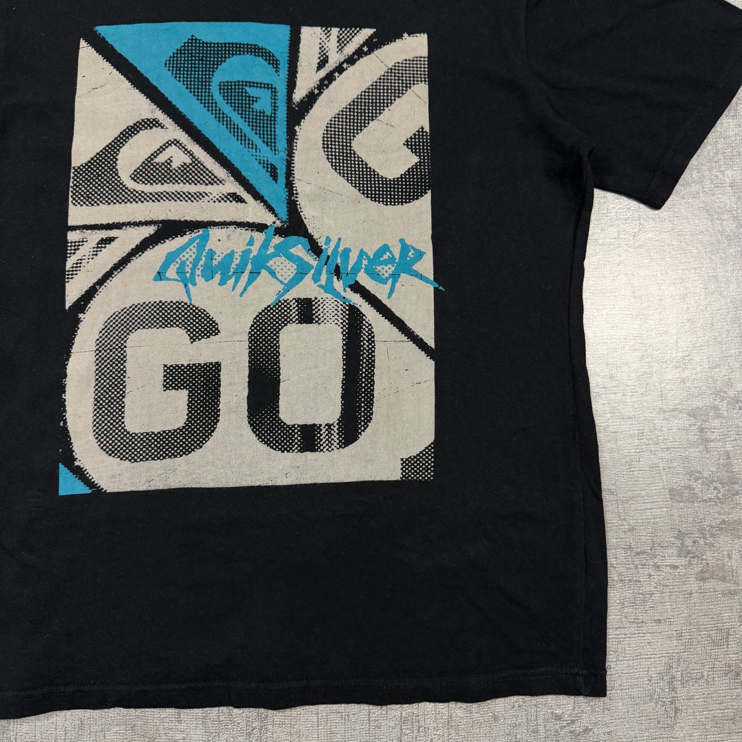 Quiksilver Y2K Graphic Tee Size M Mens Black White Blue                  -I58