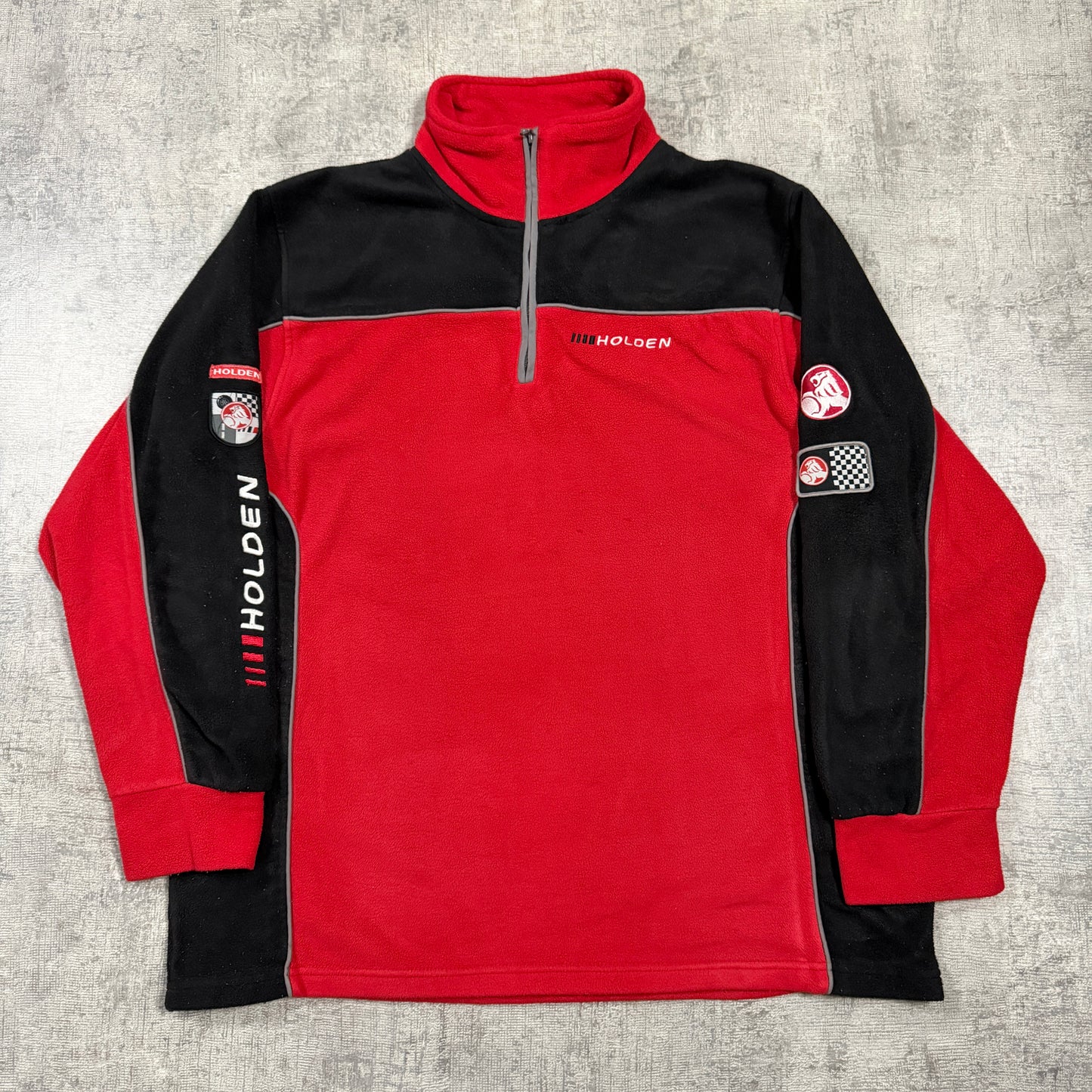 Vintage Holden Racing Fleece Quarter Zip Jumper Size L Mens Red Black Pullover         -I33