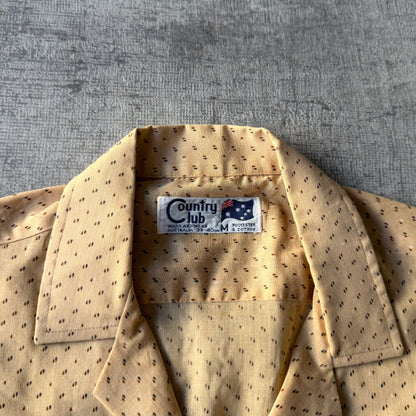 Country Club Vintage Cropped Button Up Size M Brown Spotted             -B55