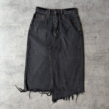 Jag Womens Black Denim Maxi Skirt Size 6 Back Split            -D14