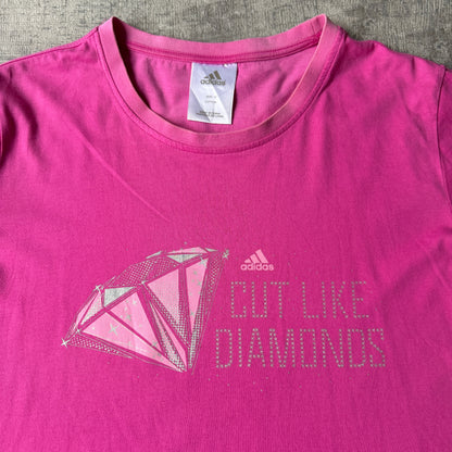 Adidas Women’s Y2K Pink “Cut like Diamonds” Graphic Tee Size 16          -F68