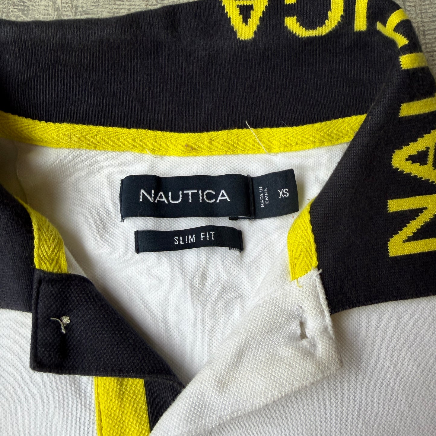 Nautica Womens White Y2K Polo Shirt Size XS Black Yellow Collar       -G62