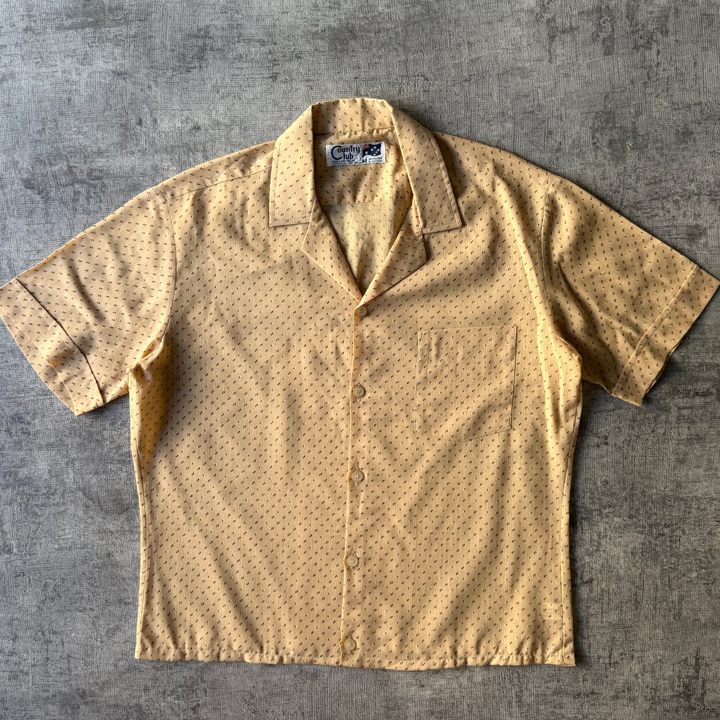 Country Club Vintage Cropped Button Up Size M Brown Spotted             -B55