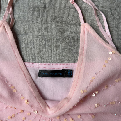 Tightrope Y2K Pink Sequin Cami Top Size 8 Womens            -C48
