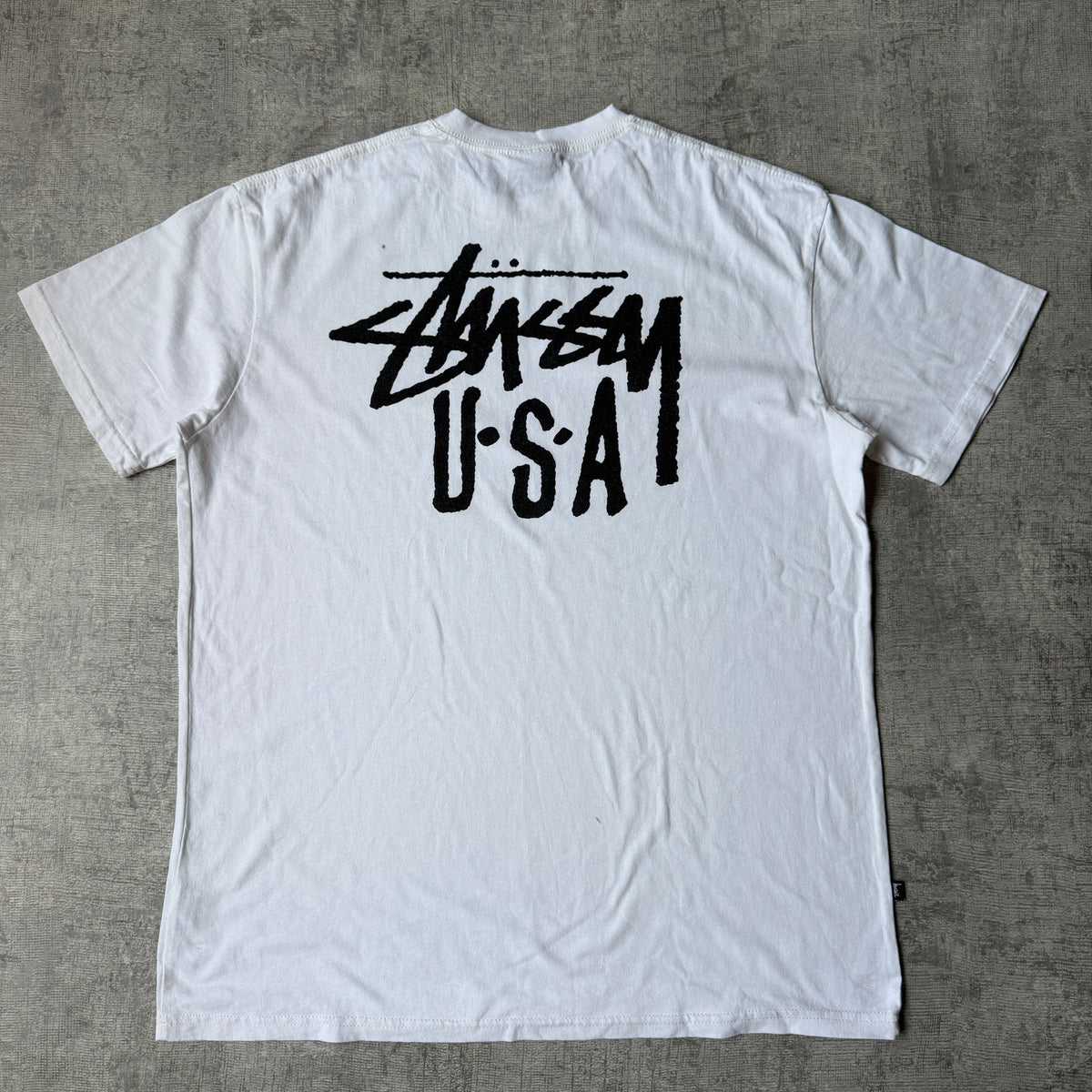 Stussy Australia White Tee Size M Mens Black Y2K Graphic      -G38