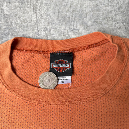 Harley Davidson Skull Orange Singlet Top Size XL Mens Mesh Tank        -A25