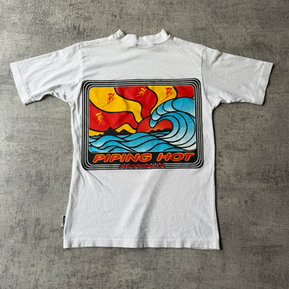 Piping Hot Vintage 90's White Graphic Tee Size 8Y Fits XS-S Womens          -D44