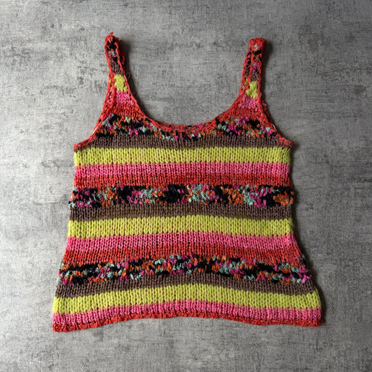 Stussy Y2K Crochet Knit Cami/ Tank Top Size 10 Womens Multicoloured Singlet         -A16