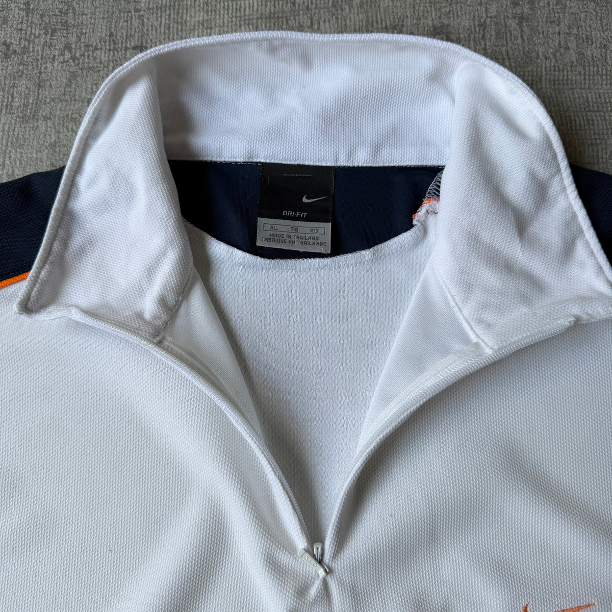 Nike Y2K Tennis Polo Shirt Size XL Mens White Blue Zip                  -E34