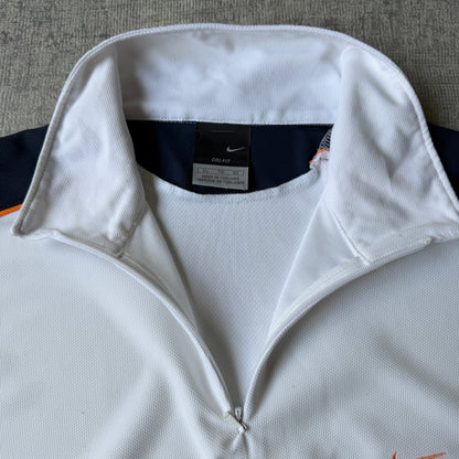 Nike Y2K Tennis Polo Shirt Size XL Mens White Blue Zip                  -E34
