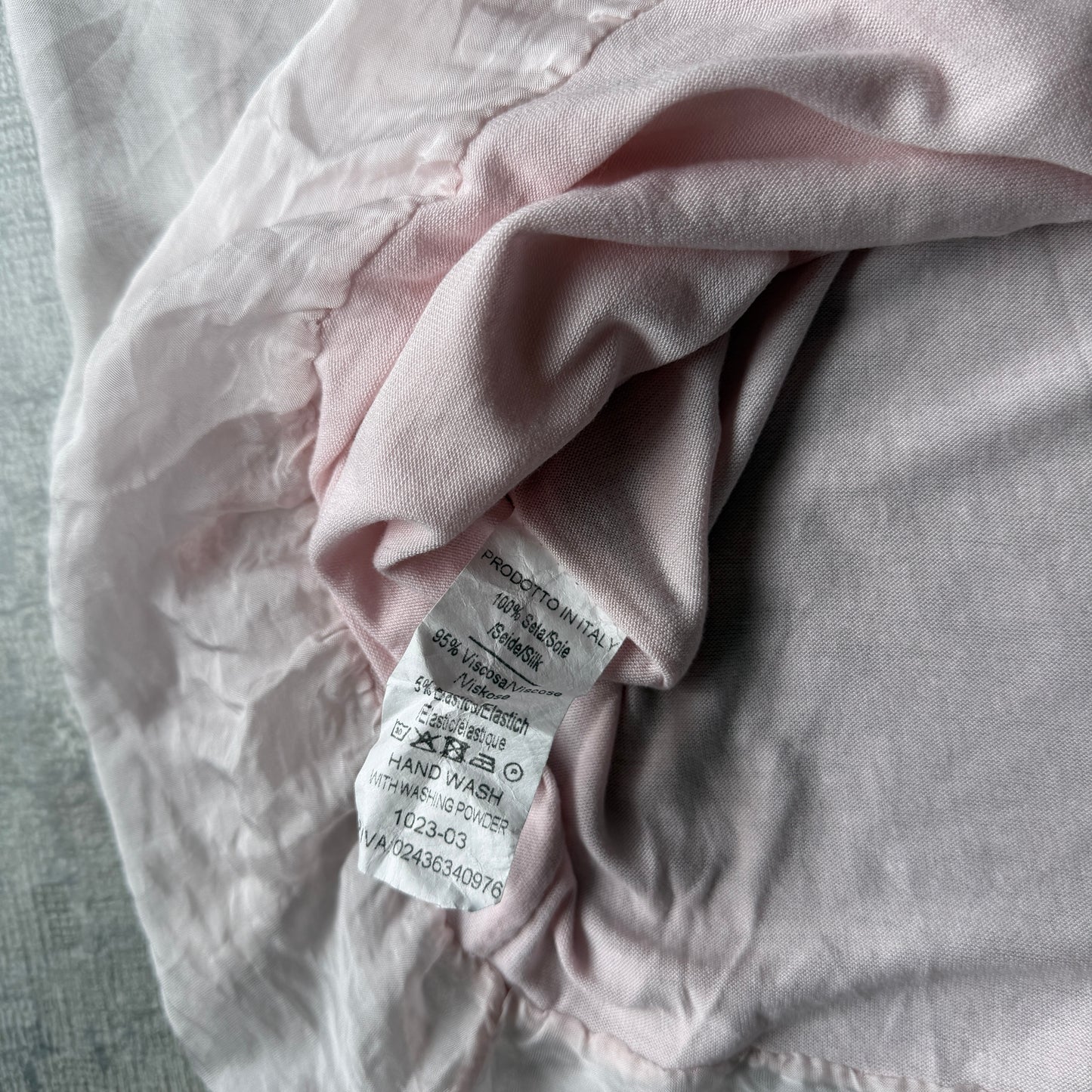 Made In Italy Pink Pastel Silk Ruffle Tunic Top Fits Size M-L Womens              -C41