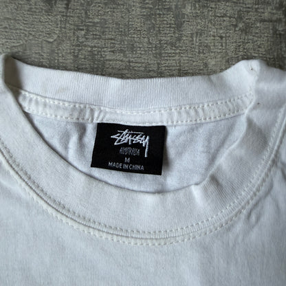 Stussy Australia White Tee Size M Mens Black Y2K Graphic      -G38