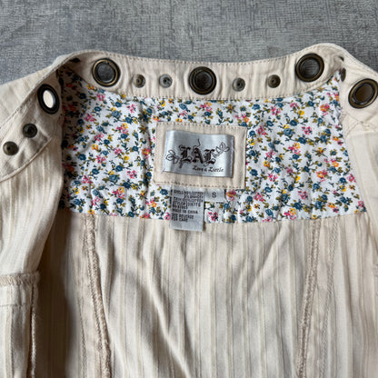 Live A Little Y2K Beige Ringlet Clasp Blouse Top Size S Womens           -G59