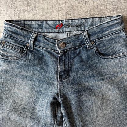 Hawk Y2K Skate Jeans Size 30 Womens Low Rise Blue Washed Denim             -C7