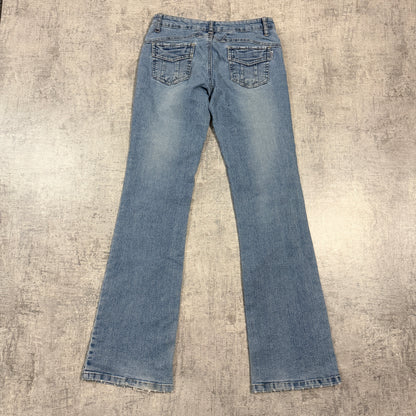 Wakee Womens Vintage Low Rise Flare Jeans Size 8 Blue Denim       -I13