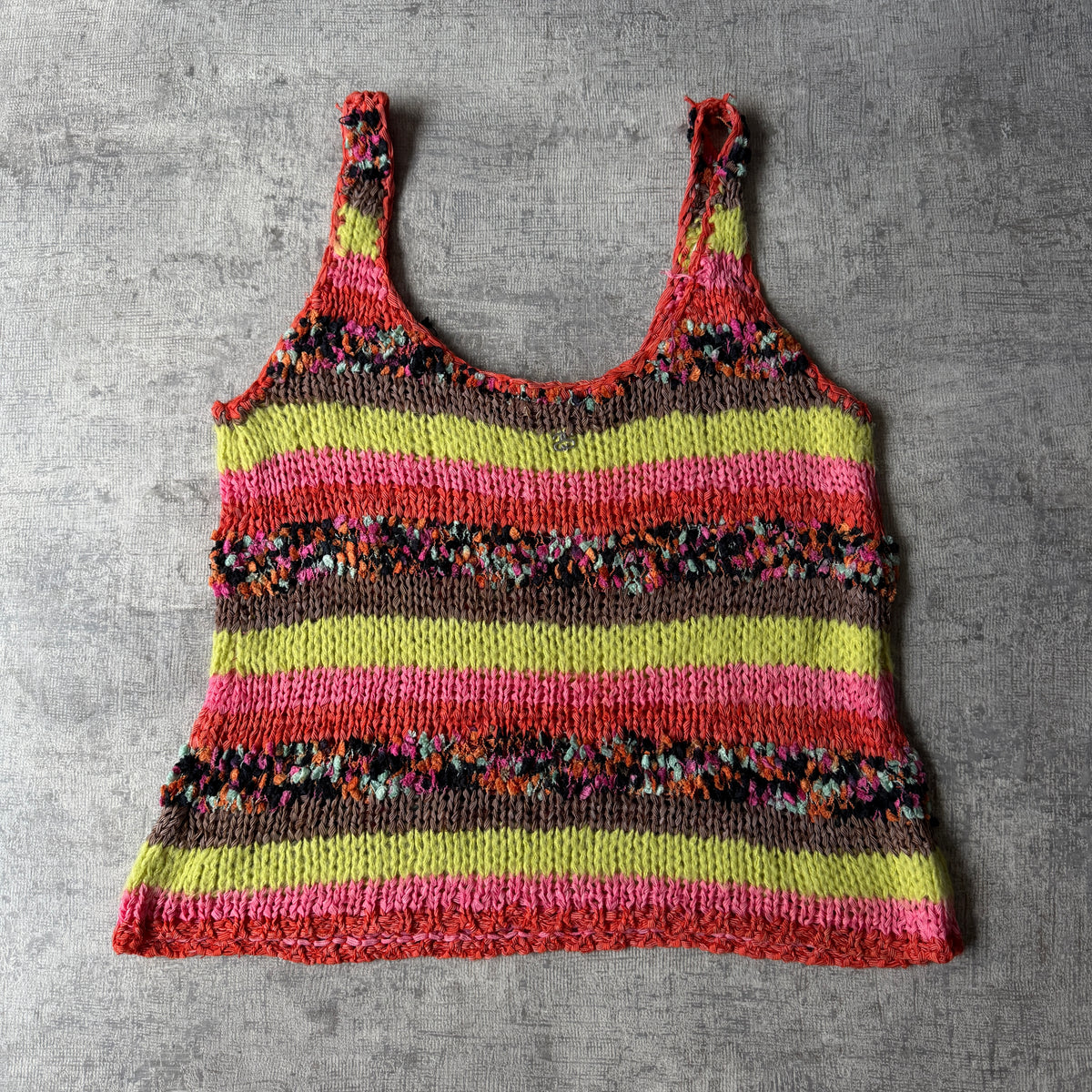 Stussy Y2K Crochet Knit Cami/ Tank Top Size 10 Womens Multicoloured Singlet         -A16
