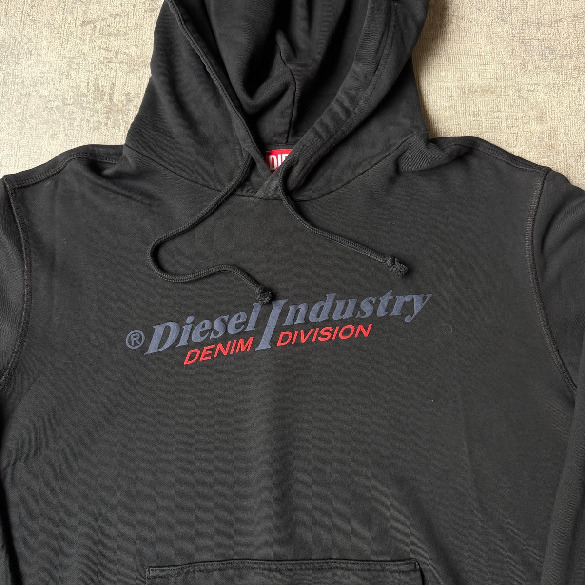 Diesel Industry Black Hoodie Size L Mens Graphic Pullover        -G28