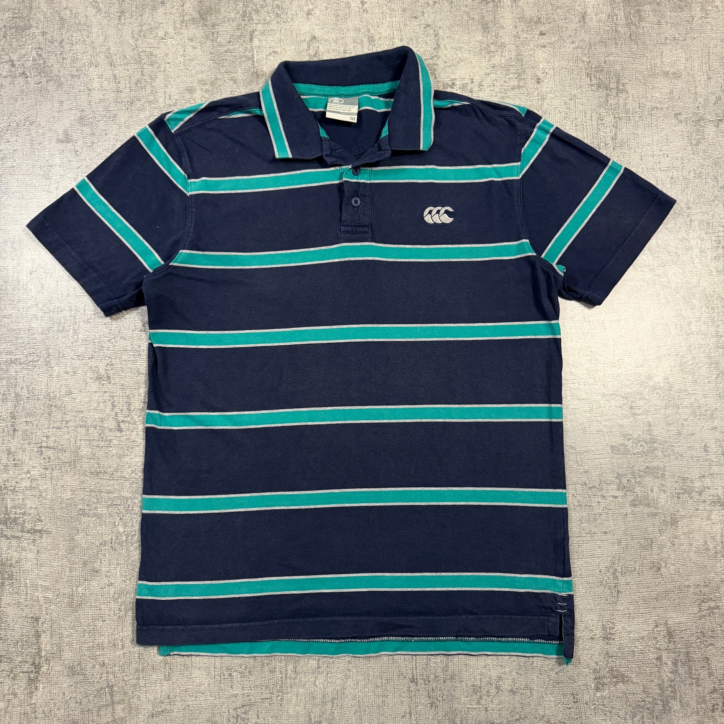 Canterbury Y2K Striped Polo Shirt Size M Mens Blue/ Green Top                        -I68