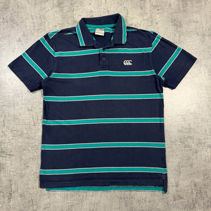 Canterbury Y2K Striped Polo Shirt Size M Mens Blue/ Green Top                        -I68