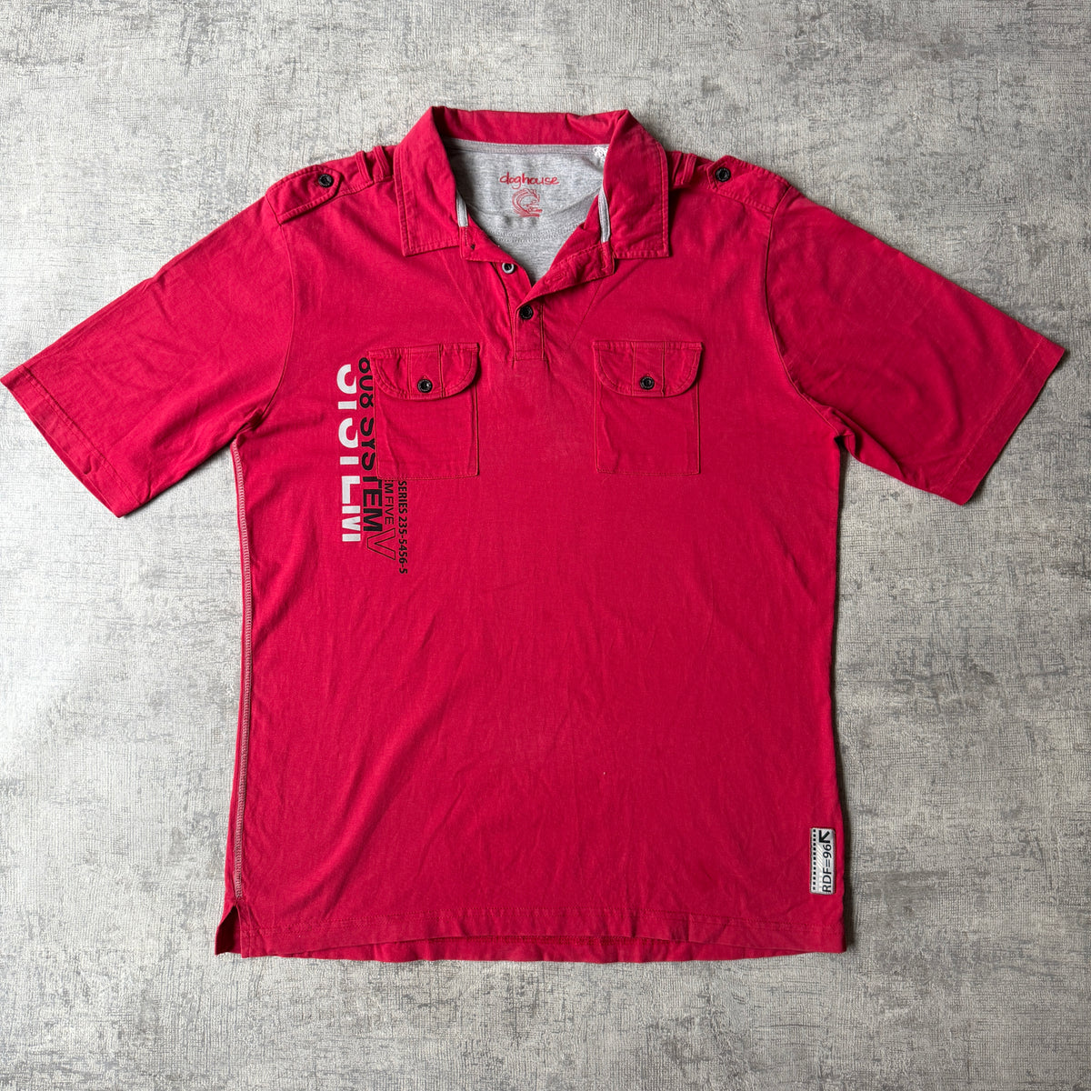Doghouse Mens Y2K Red Polo Shirt Size S Mens Graphic Top             -E38