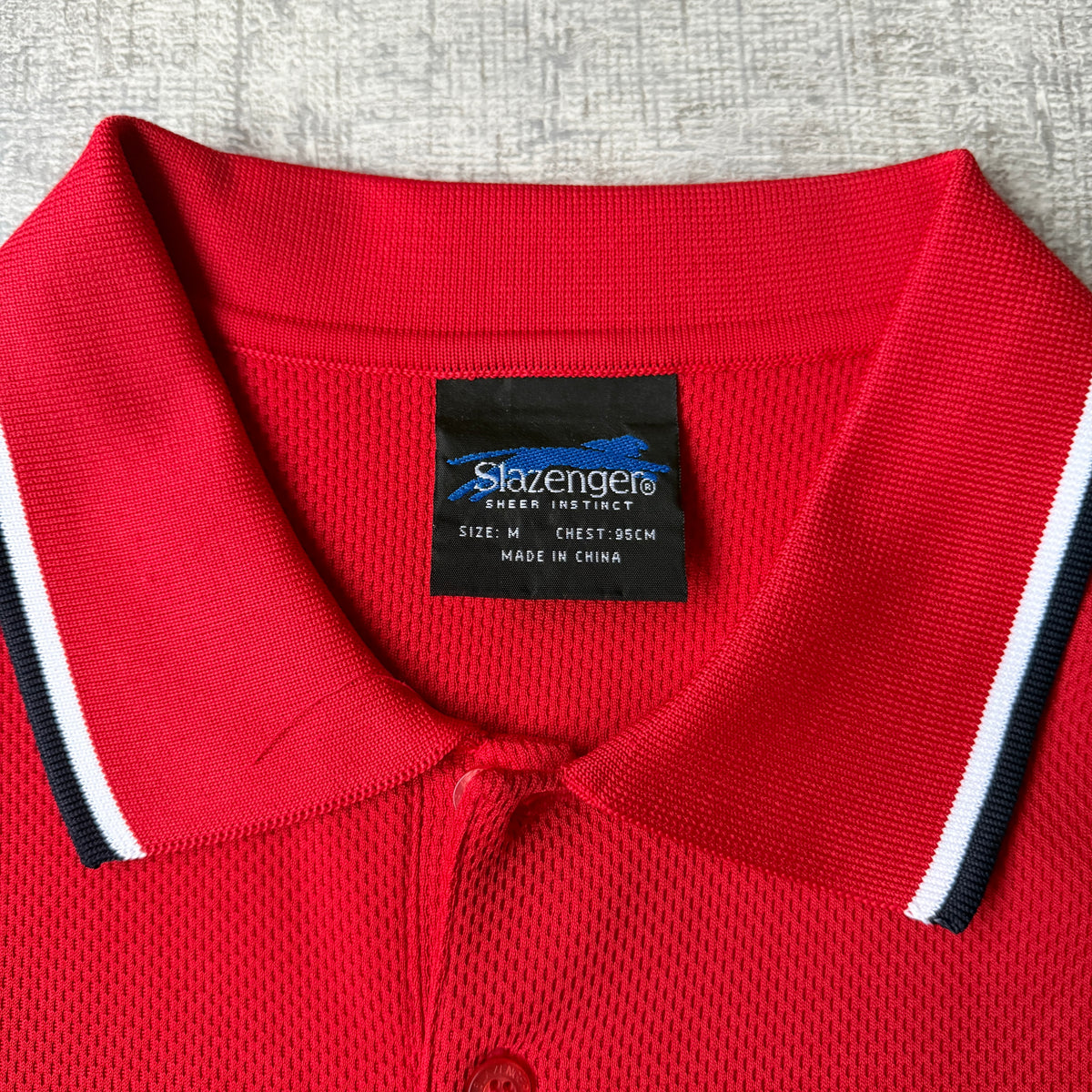 Slazenger Y2K Polo Shirt Size M Mens Navy Red Oversized           -G34
