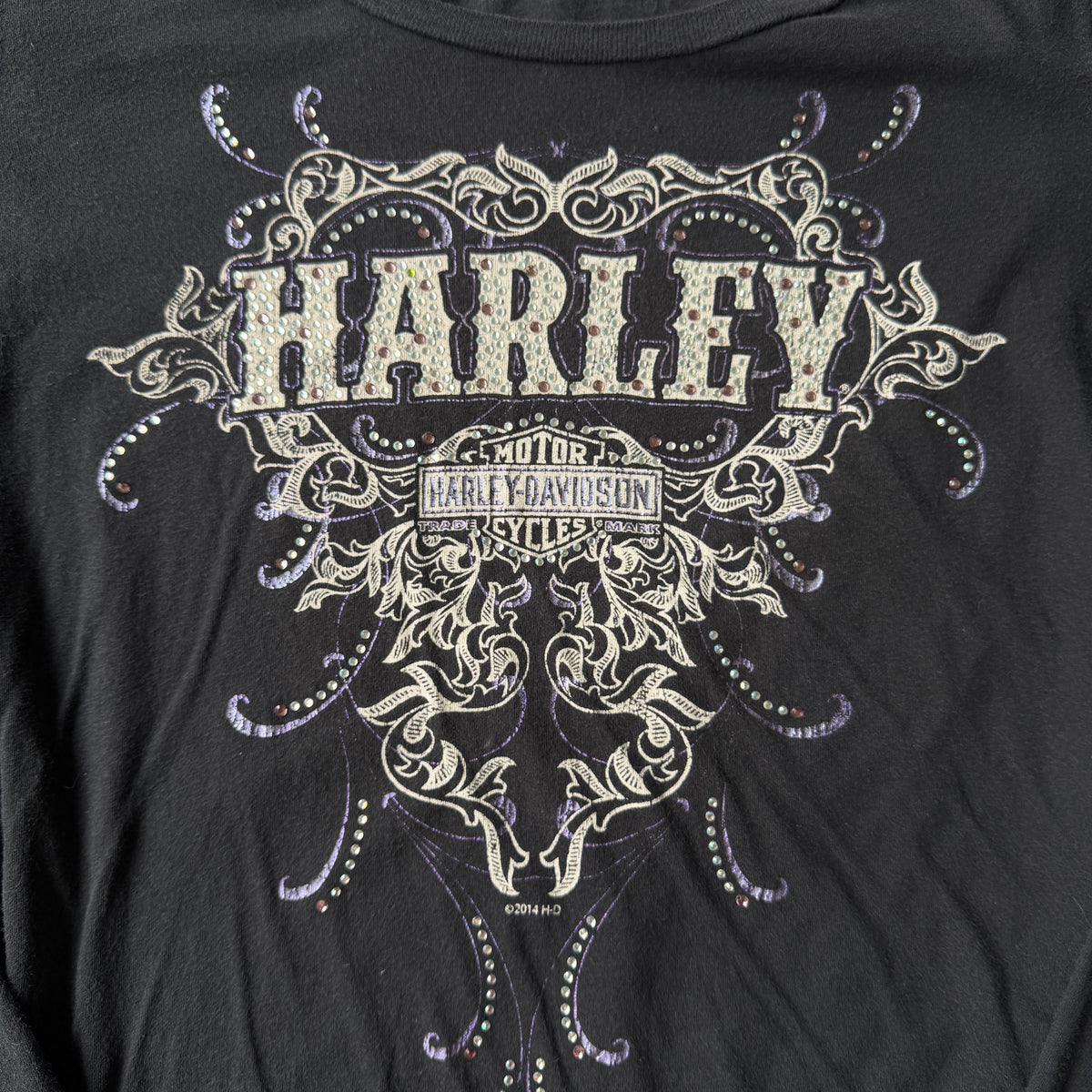 Harley Davidson Womens Bejewelled Graphic Top Size M Long Sleeve       -B20