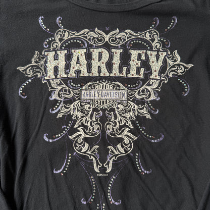 Harley Davidson Womens Bejewelled Graphic Top Size M Long Sleeve       -B20