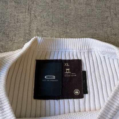G-Star Raw Knitted Sweater Size XL Mens White Jumper              -B68