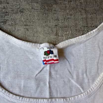 Indy Car 90 Vintage Singlet Size L Mens White Fruit Of The Loom    -A9