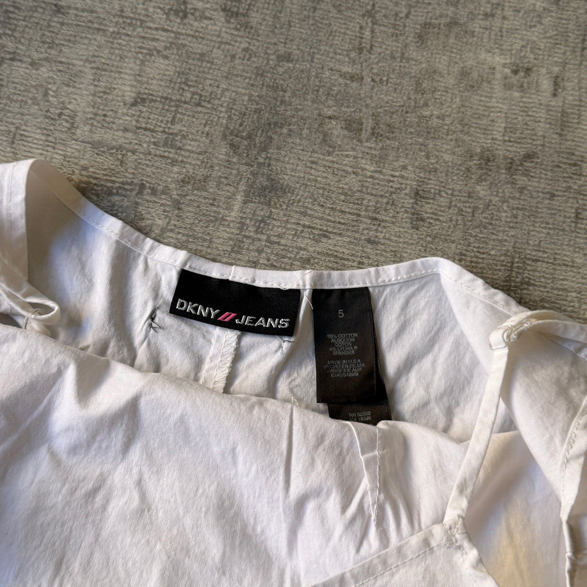 DKNY White Cami Top Longline Y2K Tie Waist Size S Womens          -D48