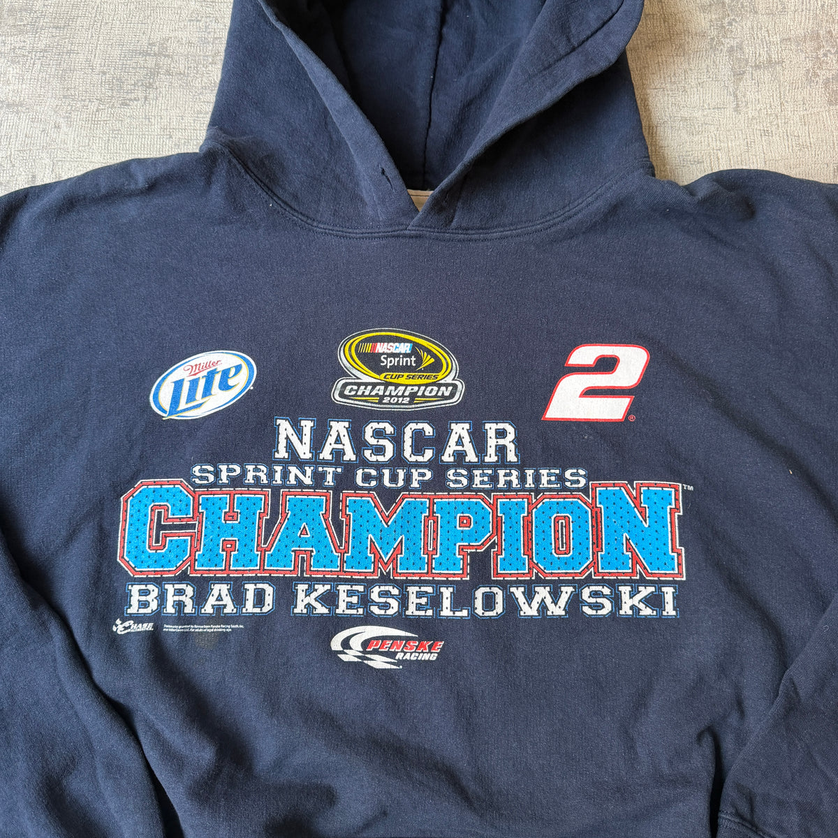 NASCAR Champion Vintage Navy Graphic Hoodie Size 2XL Mens          -H24