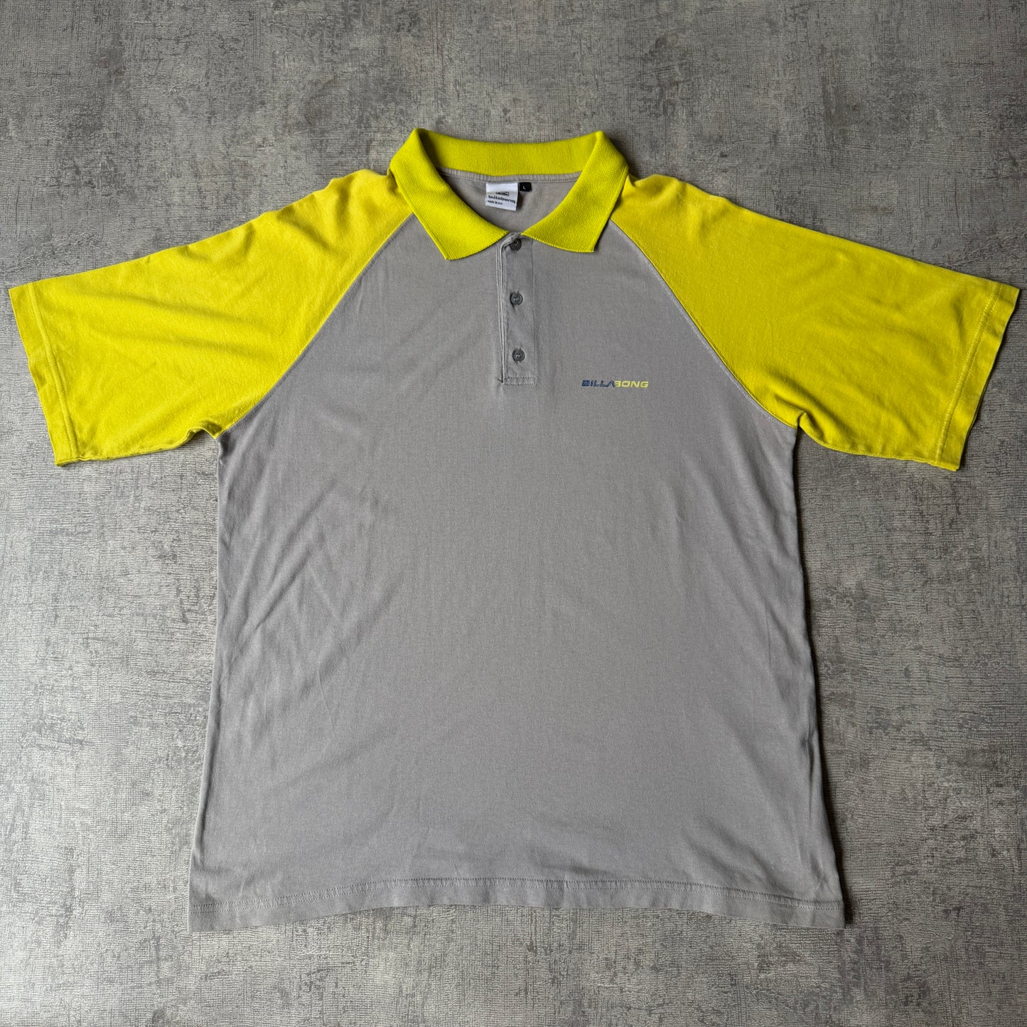 Billabong Y2K Polo Shirt Grey/ Yellow Two Tone Size L Mens           -B1