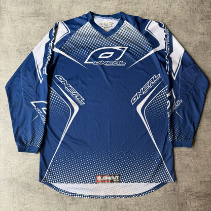 O’Neal Y2K Moto Cross Jersey Top Size L Mens Blue White Top     -H10