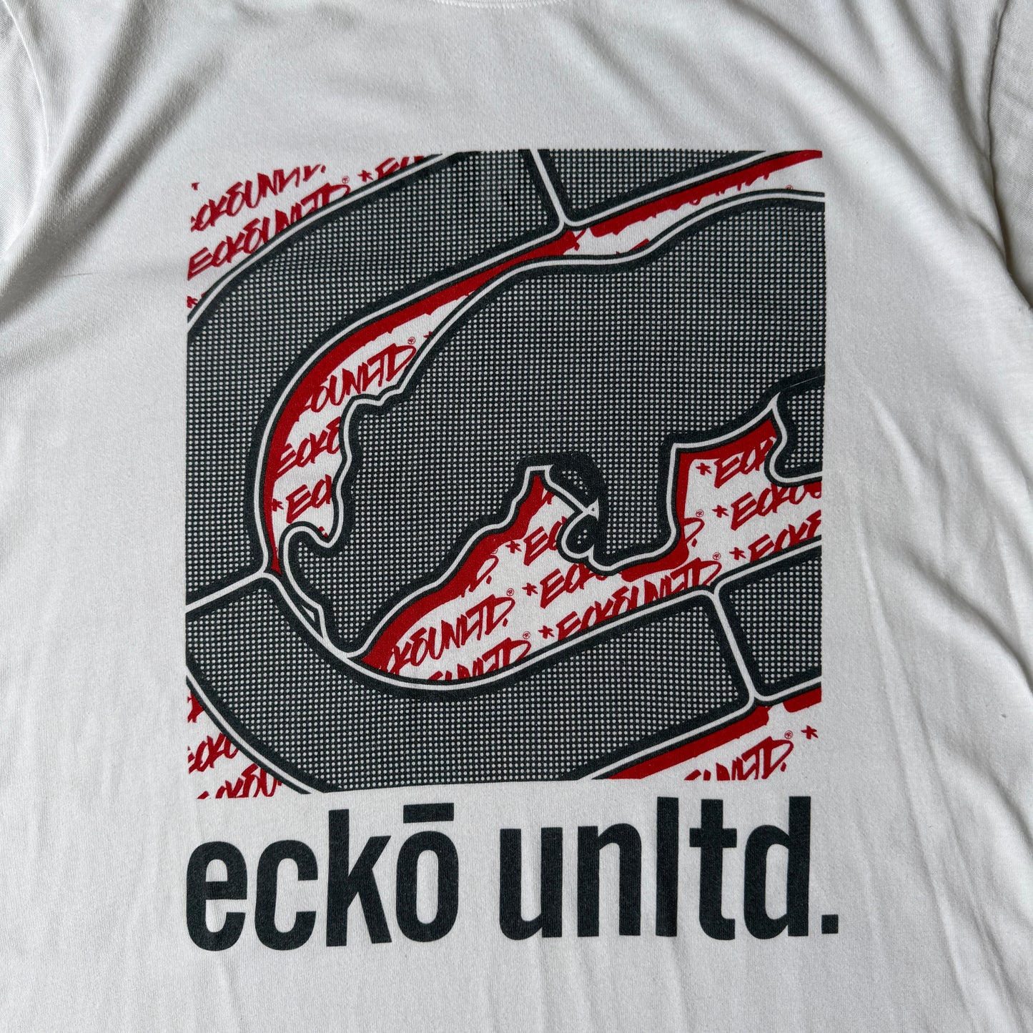 Ecko Unltd White Graphic T Shirt Size L Mens Rhino Print        -A23