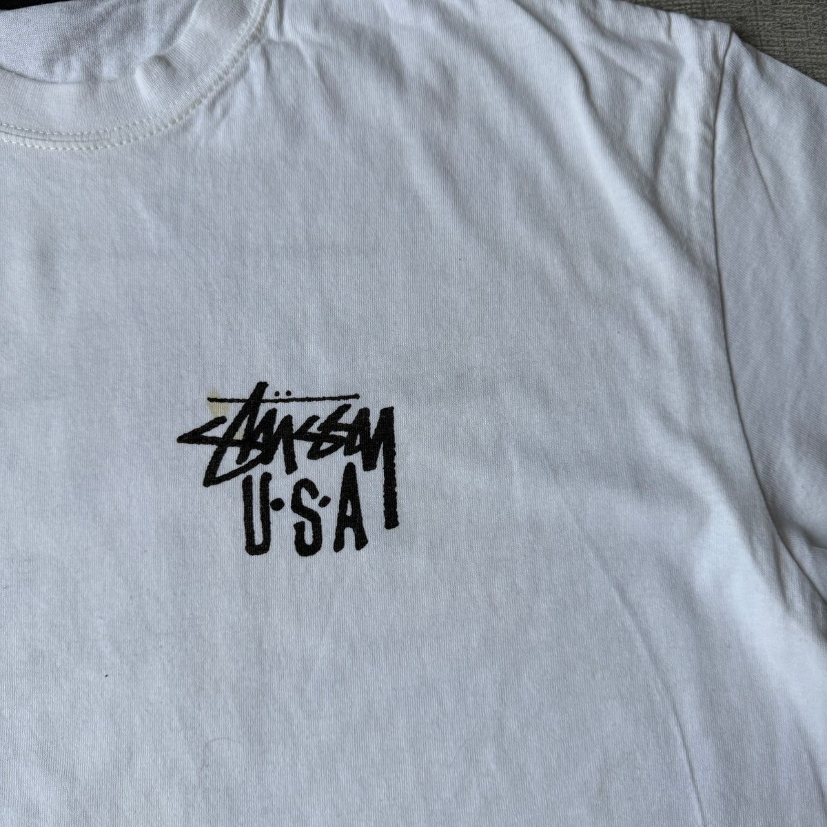 Stussy Australia White Tee Size M Mens Black Y2K Graphic      -G38