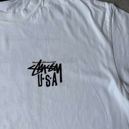 Stussy Australia White Tee Size M Mens Black Y2K Graphic      -G38