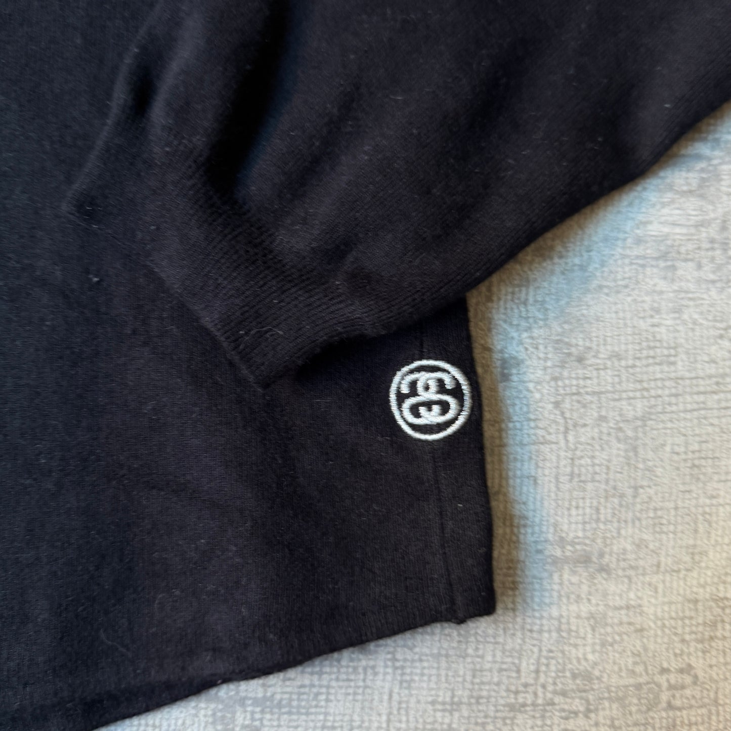 Stussy Y2K Knitted Graphic Sweater Size 6 Black White Jumper          -B45