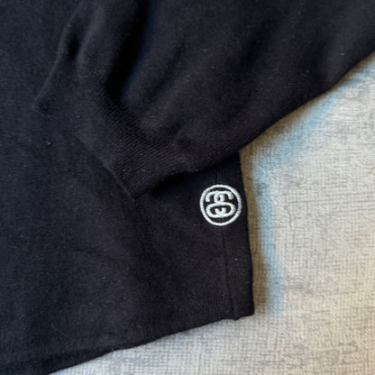 Stussy Y2K Knitted Graphic Sweater Size 6 Black White Jumper          -B45