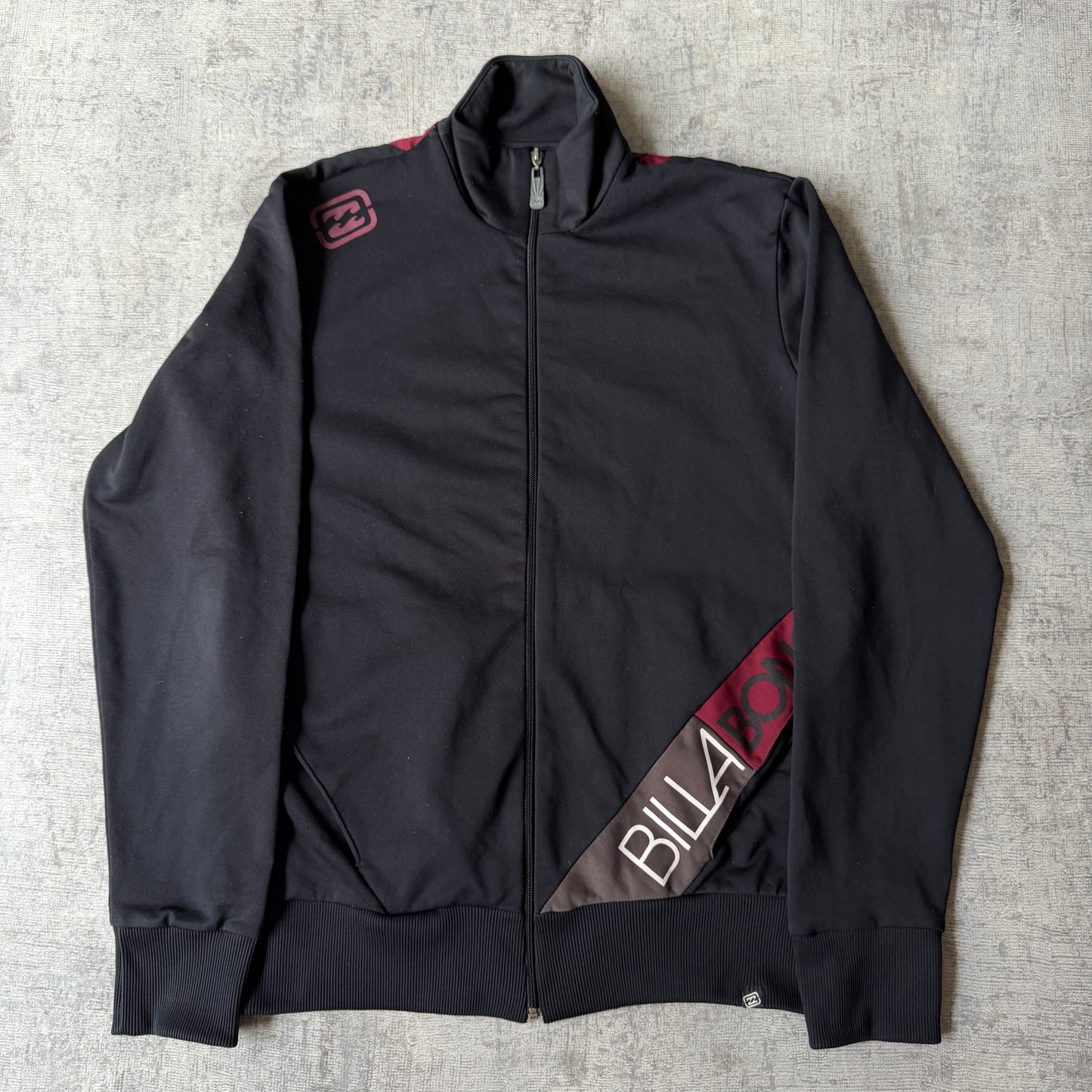 Billabong Y2K Track Jacket Size M Mens Black Red Zip Up           -C14