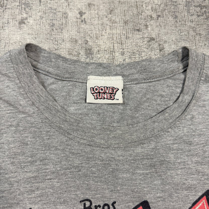 Vintage Looney Tunes Super Saturday Grey Graphic Tee Size Fits M-L Mens         -I54
