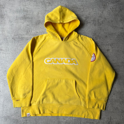 Vintage Canada Winter Olympic Hoodie Size L Mens Yellow Pullover          -H25