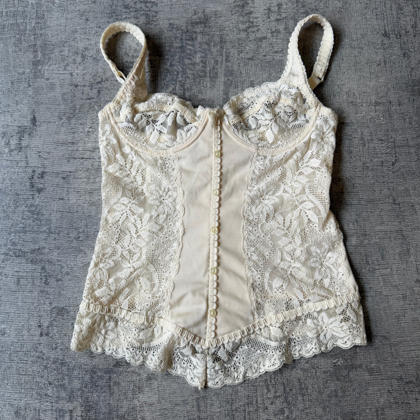 Valisero Lace Cream Womens Cream Corset Top Size Fits XS-S           -H66