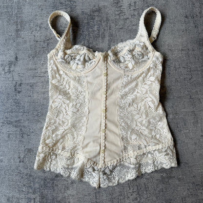 Valisero Lace Cream Womens Cream Corset Top Size Fits XS-S           -H66