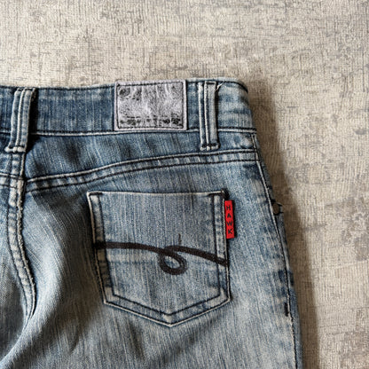 Hawk Y2K Skate Jeans Size 30 Womens Low Rise Blue Washed Denim             -C7