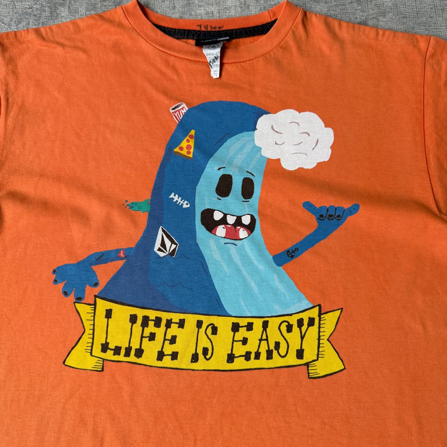 Volcom Y2K “Life is Easy” Orange Graphic T-Shirt Size XL Mens              -G46