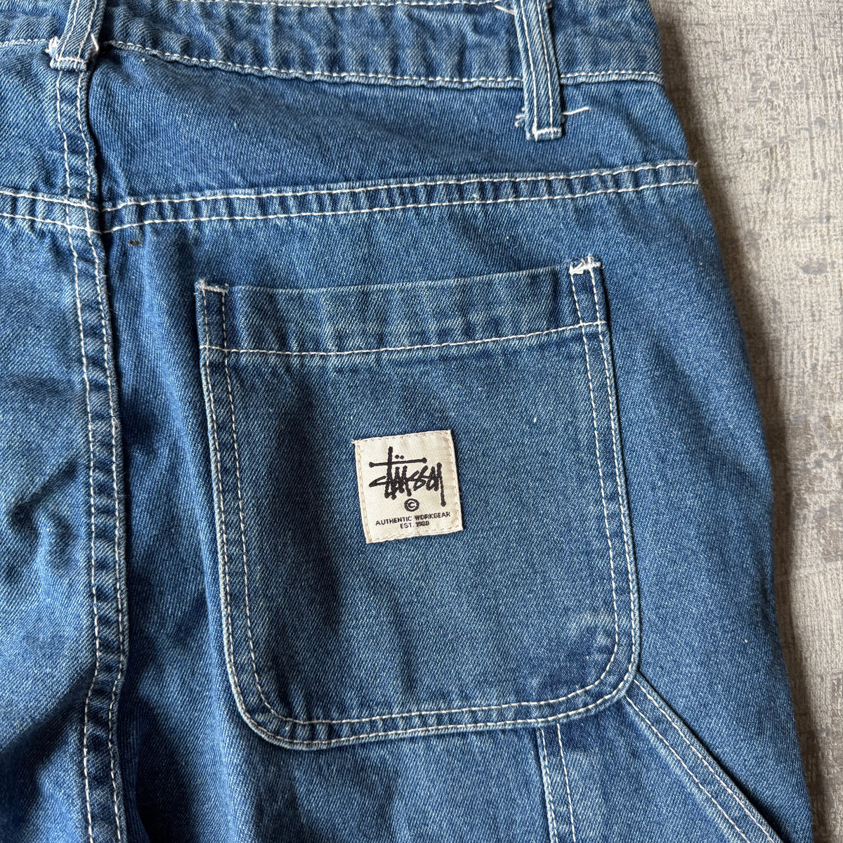 Stussy Baggy Blue Jeans Size 30 White Stitching                  -F8