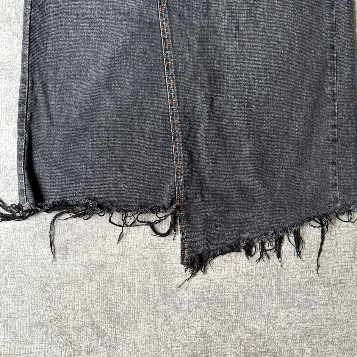 Jag Womens Black Denim Maxi Skirt Size 6 Back Split            -D14