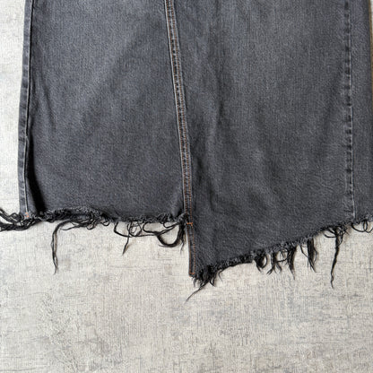 Jag Womens Black Denim Maxi Skirt Size 6 Back Split            -D14