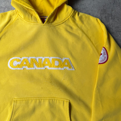 Vintage Canada Winter Olympic Hoodie Size L Mens Yellow Pullover          -H25