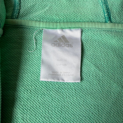 Adidas Womens Y2K Deep Neck Hoodie Size 10 Mint Green Pullover                   -E27